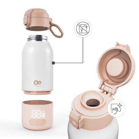 Chauffe-biberon nomade 2-en-1 GAJA, thermos 500 ml, chauffe rapide 120 s, maintien au chaud 20 h, batterie rechargeable usb Beige+Vert 6 - vertbaudet enfant 