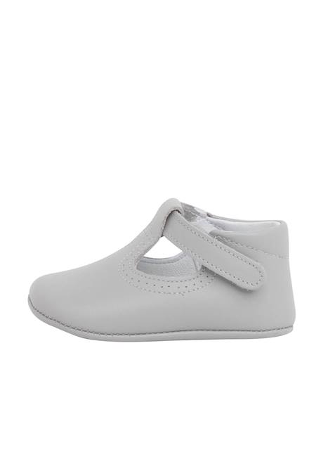 Salomés en cuir avec fermeture scratch Beige+Blanc+Bleu marine+Couleur cuir+Gris 25 - vertbaudet enfant 
