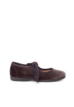 Chaussures-Chaussures babies velours avec nœud gros-grain filles