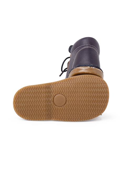 Bottines en cuir à lacets monkey face Bleu marine+Couleur cuir+Marron 3 - vertbaudet enfant 