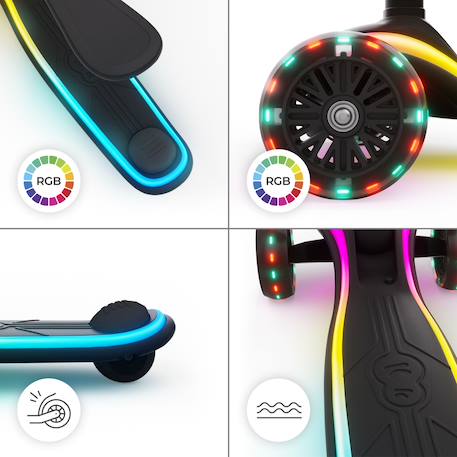 Trottinette Kinderkraft RAKET UP 2 en 1 avec Siège Réglable, Roues RGB et LED, Guidon Ajustable et Pliage Compact Beige+Black+Blue+Pink 11 - vertbaudet enfant 