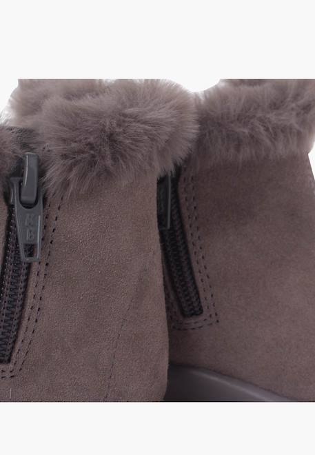 Bottines chelsea pour filles avec col en fourrure Gris+Rose+Taupe 6 - vertbaudet enfant 