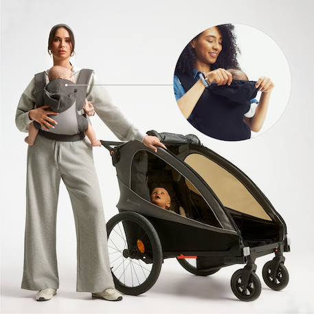 Porte-bébé CARRYBEE ergonomique 3 mois à 20 kg, léger, portage physiologique, capuche sieste, sortie gris Gris 6 - vertbaudet enfant 