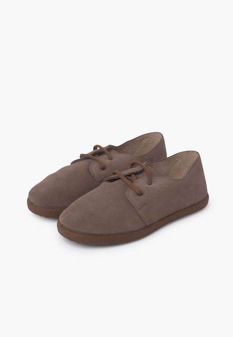 Chaussures à lacets en suède avec semelle caramel Bleu marine+Camel+Gris foncé+Taupe 22 - vertbaudet enfant 