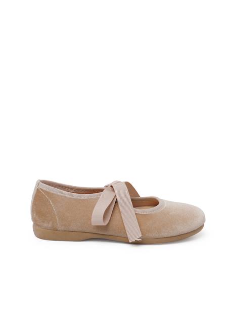Chaussures babies velours avec nœud gros-grain filles Beige+Bleu de france+Bleu marine+Bordeaux+Gris+Noir+Rose pâle+Vert 1 - vertbaudet enfant 