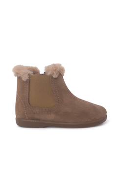 Chaussures-Bottines chelsea pour filles avec col en fourrure
