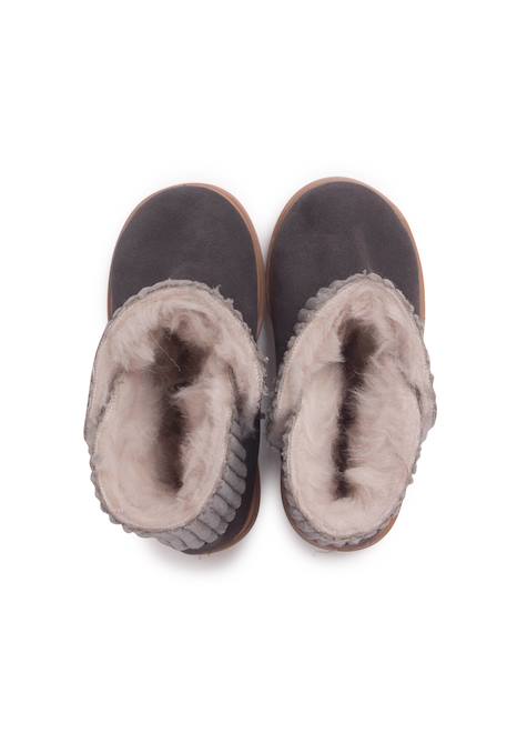 Bottes en velours côtelé et suéde avec doublure en peau de mouton Gris+Taupe 5 - vertbaudet enfant 