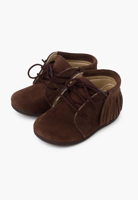Bottes frangées à lacets premiers pas Bleu marine+Gris+Marron+Rose+Taupe 16 - vertbaudet enfant 