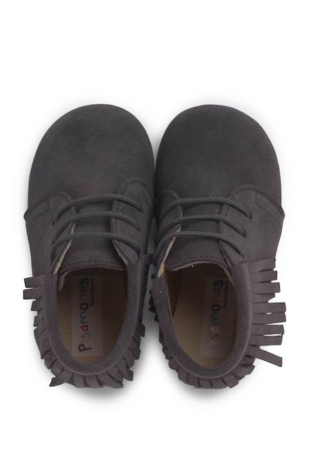 Bottes frangées à lacets premiers pas Bleu marine+Gris+Marron+Rose+Taupe 11 - vertbaudet enfant 