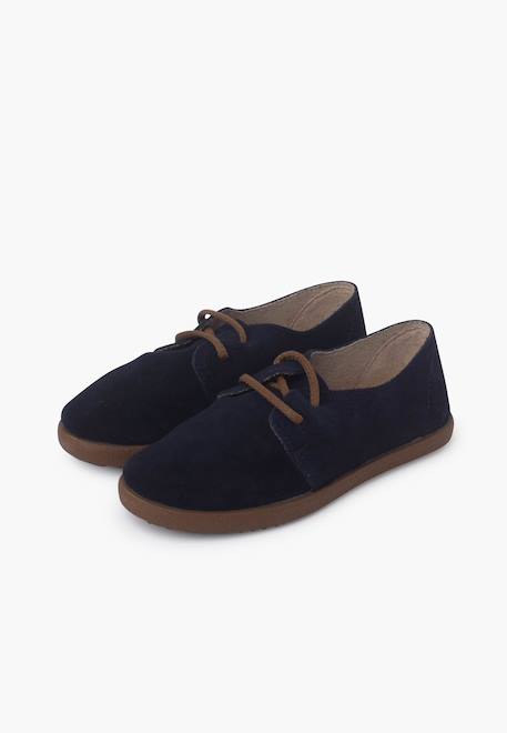 Chaussures à lacets en suède avec semelle caramel Bleu marine+Camel+Gris foncé+Taupe 4 - vertbaudet enfant 