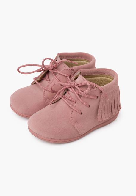 Bottes frangées à lacets premiers pas Bleu marine+Gris+Marron+Rose+Taupe 22 - vertbaudet enfant 