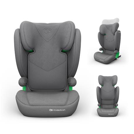 Siège Auto Kinderkraft JUNIOR FIX 2 PLUS 100-150 cm avec ISOFIX, H-GUARD, SPS, AIR FLOW et Appuie-Tête Réglable Black+Green+Grey+Pink 13 - vertbaudet enfant 