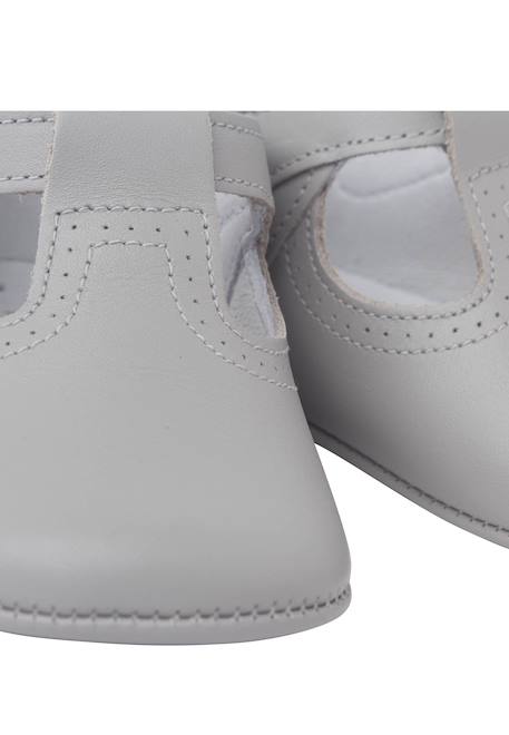 Salomés en cuir avec fermeture scratch Beige+Blanc+Bleu marine+Couleur cuir+Gris 30 - vertbaudet enfant 