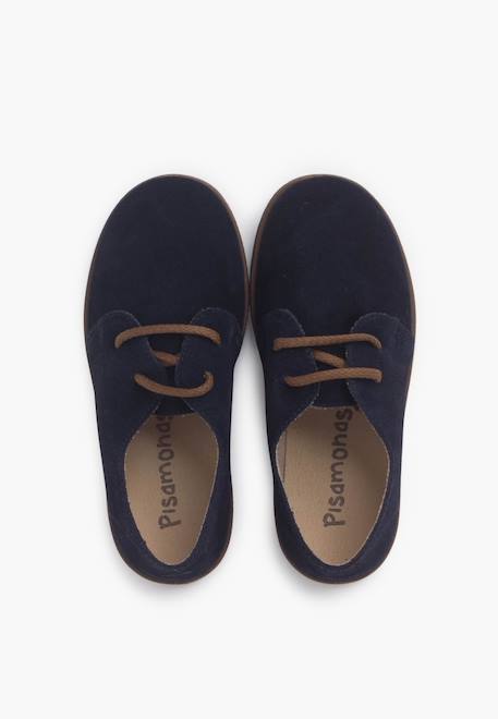 Chaussures à lacets en suède avec semelle caramel Bleu marine+Camel+Gris foncé+Taupe 5 - vertbaudet enfant 