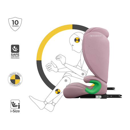Siège Auto Kinderkraft JUNIOR FIX 2 PLUS 100-150 cm avec ISOFIX, H-GUARD, SPS, AIR FLOW et Appuie-Tête Réglable Black+Green+Grey+Pink 22 - vertbaudet enfant 