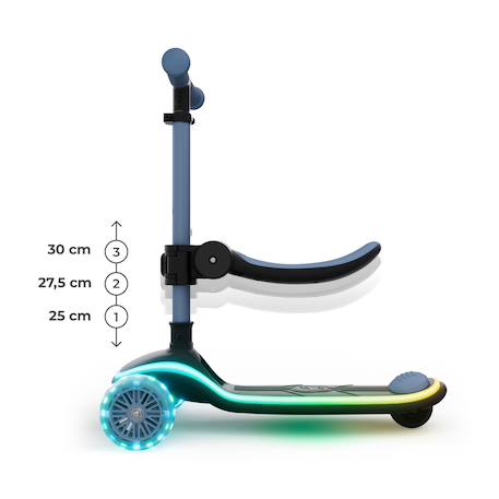 Trottinette Kinderkraft RAKET UP 2 en 1 avec Siège Réglable, Roues RGB et LED, Guidon Ajustable et Pliage Compact Beige+Black+Blue+Pink 15 - vertbaudet enfant 