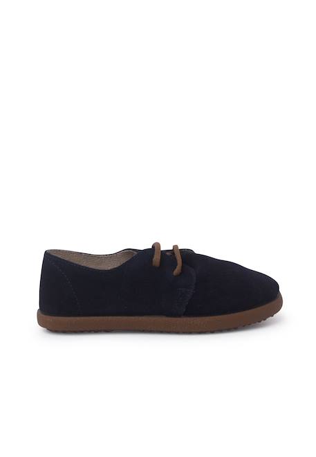 Chaussures à lacets en suède avec semelle caramel Bleu marine+Camel+Gris foncé+Taupe 1 - vertbaudet enfant 