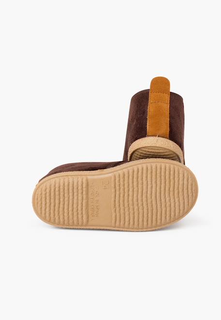 Bottines doublées en suède de mouton avec bande arrière Gris+Marron 9 - vertbaudet enfant 
