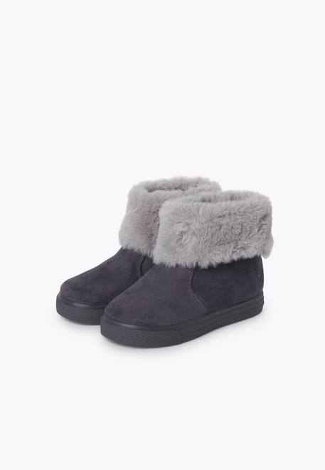 Bottes à col roulé en fourrure pour fille Bleu marine+Gris+Rose+Taupe 10 - vertbaudet enfant 