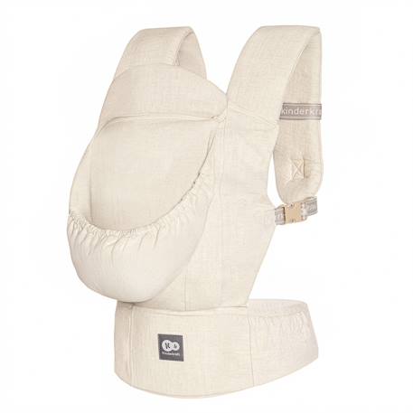 Porte-bébé ELARA ergonomique lin et coton 3 mois à 20 kg, position m, panneau réglable, capuche amovible beige Beige 3 - vertbaudet enfant 