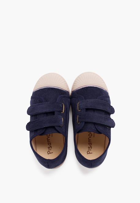 Baskets en velours côtelé avec bout en caoutchouc et double fermeture Bleu marine+Gris+Taupe 5 - vertbaudet enfant 