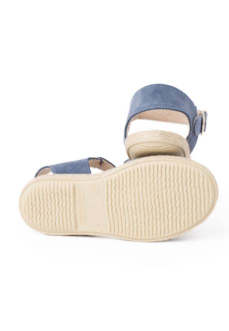 Sandale en suède brides croisées et semelle en jute Bleu+Camel 3 - vertbaudet enfant 