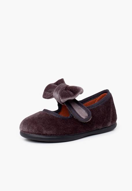 Chaussures babies en velours avec lien à nouer Gris 2 - vertbaudet enfant 