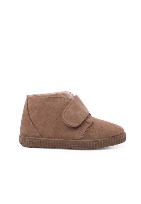 Bottines à brides larges adhérentes en fourrure Bleu+Bleu marine+Camel+Gris+Rose+Taupe 31 - vertbaudet enfant 