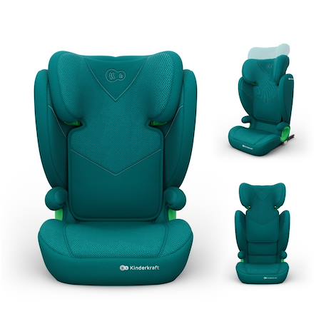 Siège Auto Kinderkraft JUNIOR FIX 2 PLUS 100-150 cm avec ISOFIX, H-GUARD, SPS, AIR FLOW et Appuie-Tête Réglable Black+Green+Grey+Pink 7 - vertbaudet enfant 