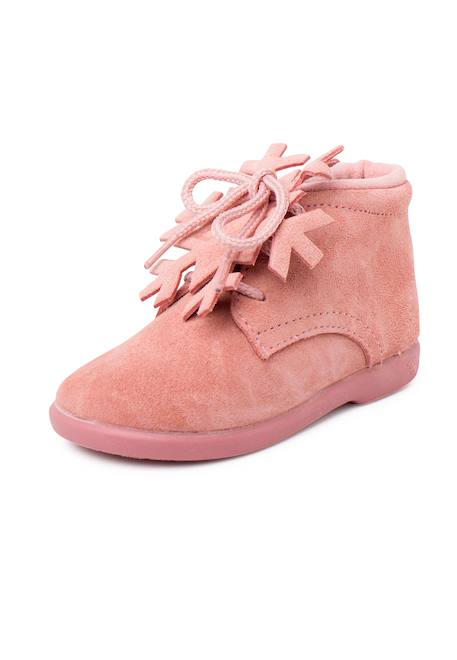 Bottines à lacets en daim avec ornement flocon de neige Gris+Rose+Taupe 8 - vertbaudet enfant 