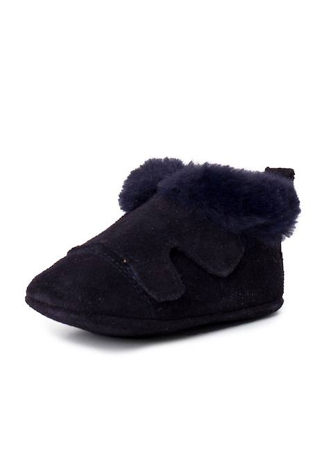 Bottines en cuir fourrure velours Bleu marine+Gris foncé+Taupe 2 - vertbaudet enfant 