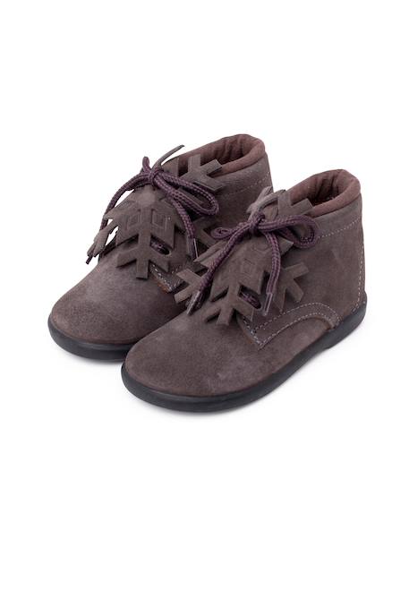 Bottines à lacets en daim avec ornement flocon de neige Gris+Rose+Taupe 4 - vertbaudet enfant 