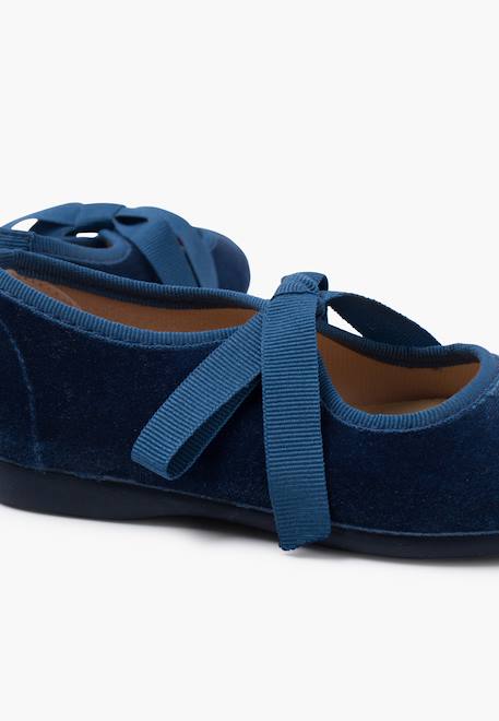 Chaussures babies velours avec nœud gros-grain filles Beige+Bleu de france+Bleu marine+Bordeaux+Gris+Noir+Rose pâle+Vert 12 - vertbaudet enfant 