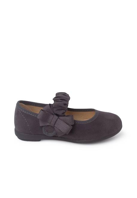 Chaussures babies bride froncée et nœud pour fille Bleu marine+Gris+Rose+Sable 7 - vertbaudet enfant 