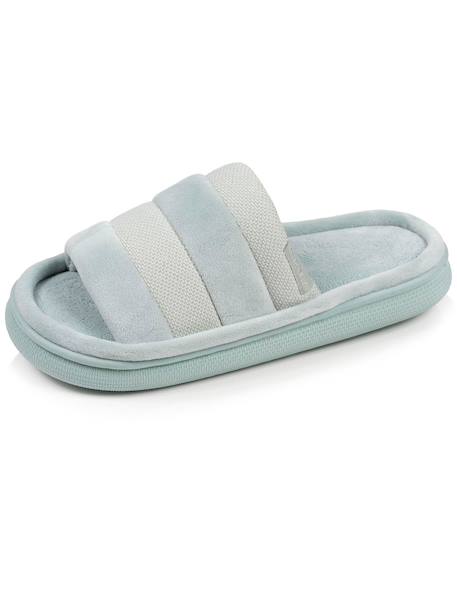 Chaussons mules ouvertes velours semelle bloup xtra confort Bleucanard+Léopard camel+Multicolor+Vertamande 24 - vertbaudet enfant 