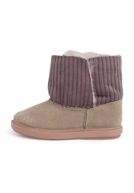 Bottes en velours côtelé et suéde avec doublure en peau de mouton Gris+Taupe 7 - vertbaudet enfant 