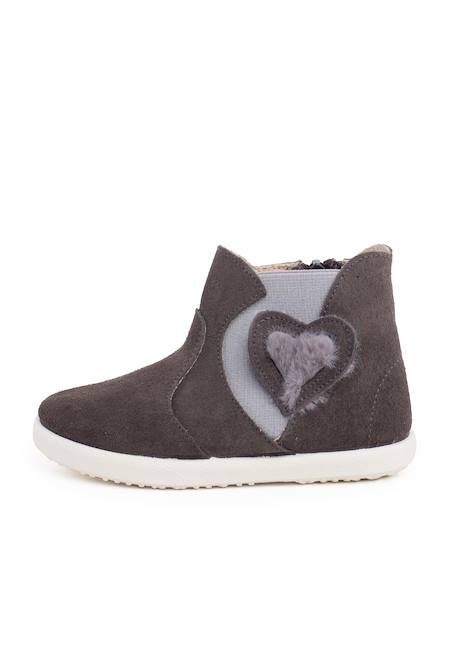Botte élastique latérale avec coeur Gris+Rose 1 - vertbaudet enfant 