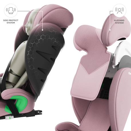 Siège Auto Kinderkraft JUNIOR FIX 2 PLUS 100-150 cm avec ISOFIX, H-GUARD, SPS, AIR FLOW et Appuie-Tête Réglable Black+Green+Grey+Pink 21 - vertbaudet enfant 