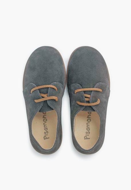 Chaussures à lacets en suède avec semelle caramel Bleu marine+Camel+Gris foncé+Taupe 17 - vertbaudet enfant 