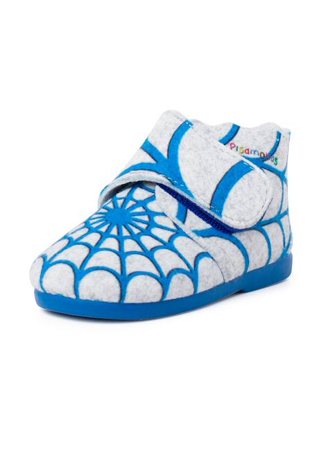 Chaussons en feutre avec fermeture adhésive Toile d'araignée bleue 3 - vertbaudet enfant 