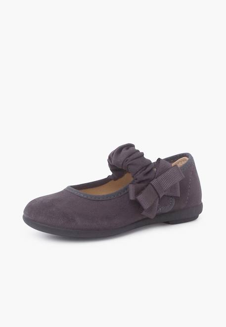 Chaussures babies bride froncée et nœud pour fille Bleu marine+Gris+Rose+Sable 8 - vertbaudet enfant 