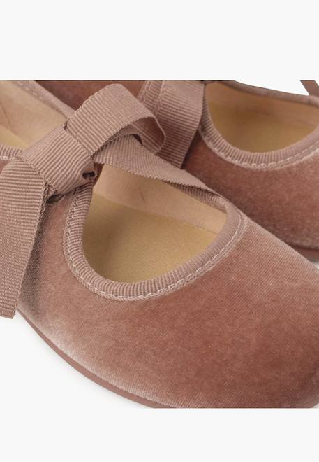Chaussures babies velours avec nœud gros-grain filles Beige+Bleu de france+Bleu marine+Bordeaux+Gris+Noir+Rose pâle+Vert 42 - vertbaudet enfant 