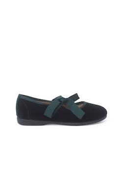 Chaussures-Chaussures babies velours avec nœud gros-grain filles