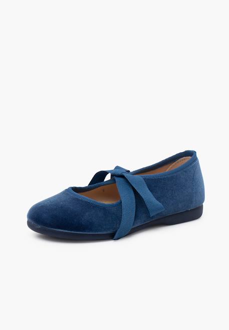 Chaussures babies velours avec nœud gros-grain filles Beige+Bleu de france+Bleu marine+Bordeaux+Gris+Noir+Rose pâle+Vert 8 - vertbaudet enfant 