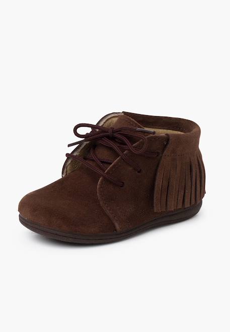 Bottes frangées à lacets premiers pas Bleu marine+Gris+Marron+Rose+Taupe 14 - vertbaudet enfant 