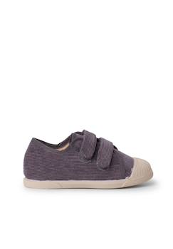 Chaussures-Baskets en velours côtelé avec bout en caoutchouc et double fermeture