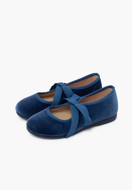 Chaussures babies velours avec nœud gros-grain filles Beige+Bleu de france+Bleu marine+Bordeaux+Gris+Noir+Rose pâle+Vert 10 - vertbaudet enfant 
