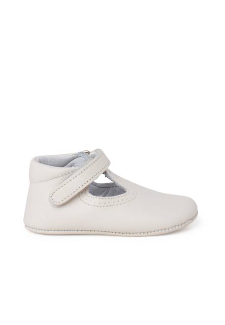 Salomés en cuir avec fermeture scratch Beige+Blanc+Bleu marine+Couleur cuir+Gris 1 - vertbaudet enfant 