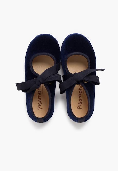 Chaussures babies velours avec nœud gros-grain filles Beige+Bleu de france+Bleu marine+Bordeaux+Gris+Noir+Rose pâle+Vert 17 - vertbaudet enfant 