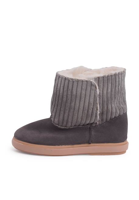 Bottes en velours côtelé et suéde avec doublure en peau de mouton Gris+Taupe 1 - vertbaudet enfant 